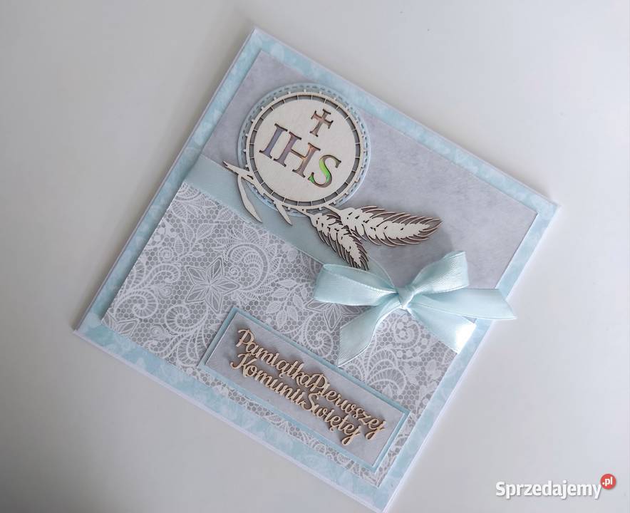 Kartka ręcznie robiona na Komunię Świętą kłosy Łódź
