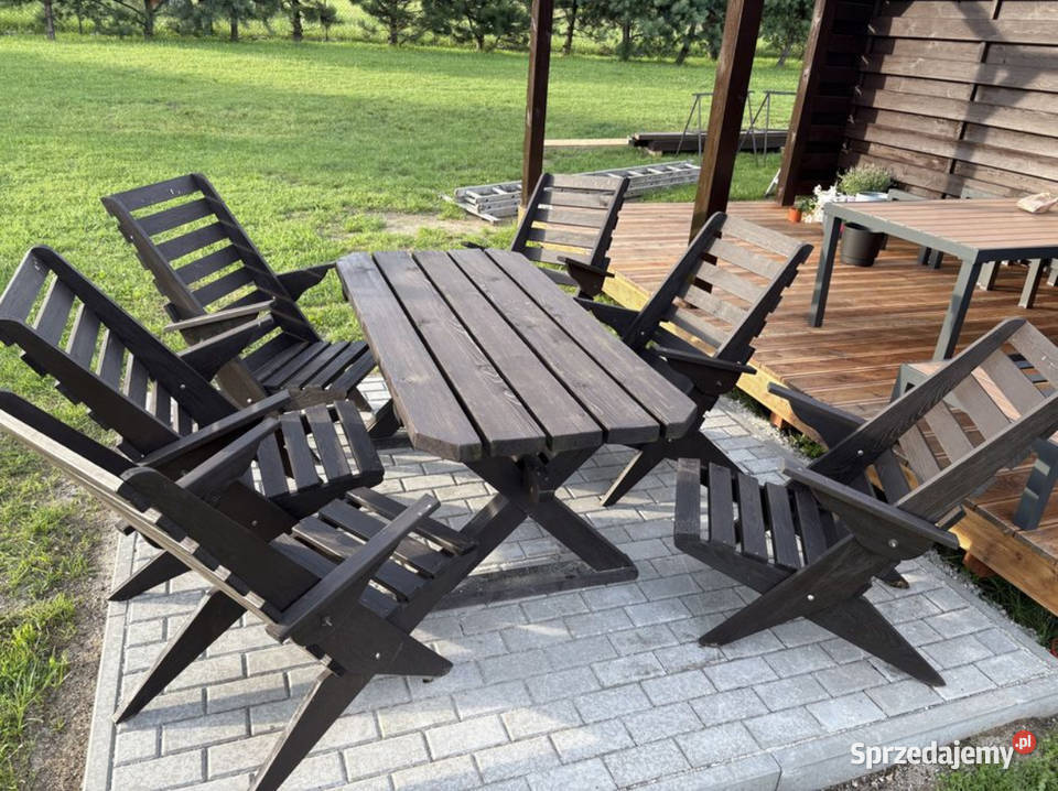 Składane meble ogrodowe drewniane stół 6 krzeseł łódzkie Radomsko sprzedam