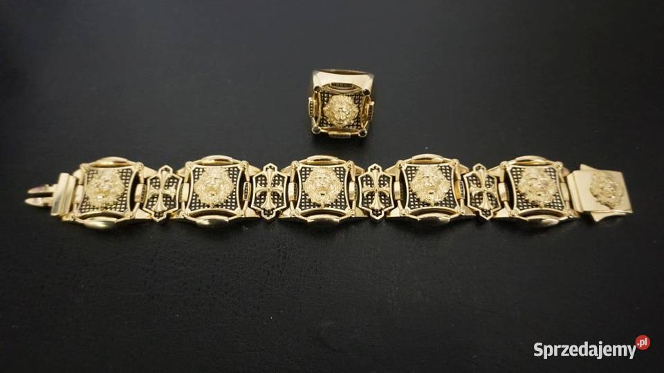 Złoty Niespotykany Super Sygnet Versace 43G