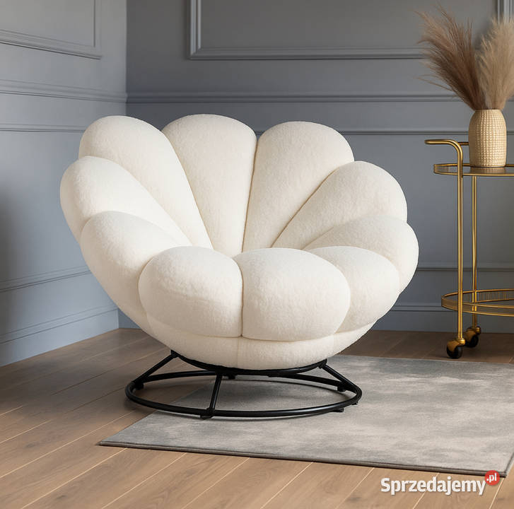 Obrotowy fotel wypoczynkowy Sun Flower boucle Tarchały Małe
