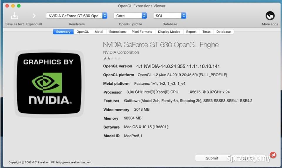 MacVidCards Nvidia GT630 2GB do Apple MacPro 4K Mońki