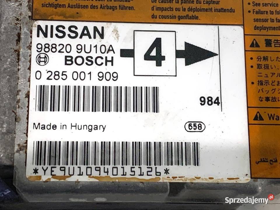 SENSOR AIRBAG NISSAN NOTE E11 988209U10A 0513 podkarpackie