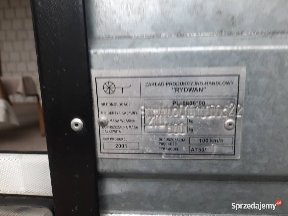 Oryginalna przyczepka RYDWAN 205x130 z plandeką Boguty-Pianki sprzedam