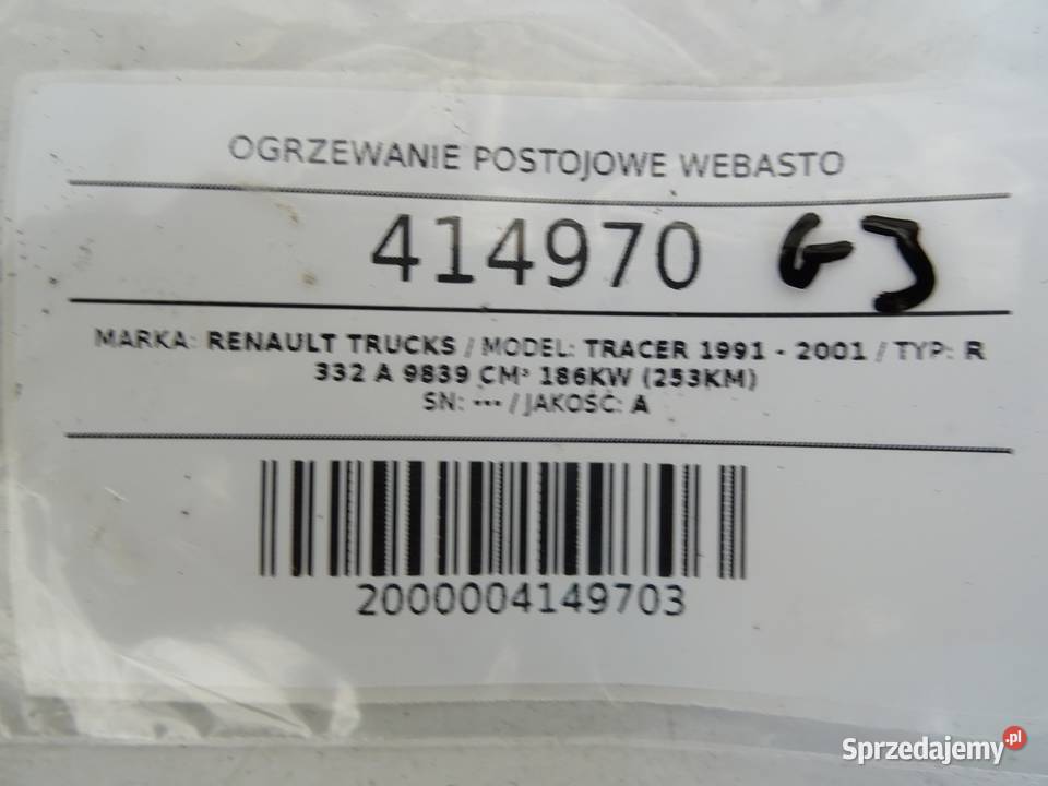 OGRZEWANIE POSTOJOWE WEBASTO RENAULT TRUCKS Ogrzewanie postojowe podkarpackie sprzedam