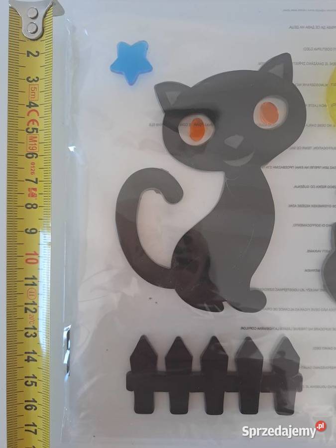 Halloween Żelowa naklejka na okno Czarny Kot Warszawa