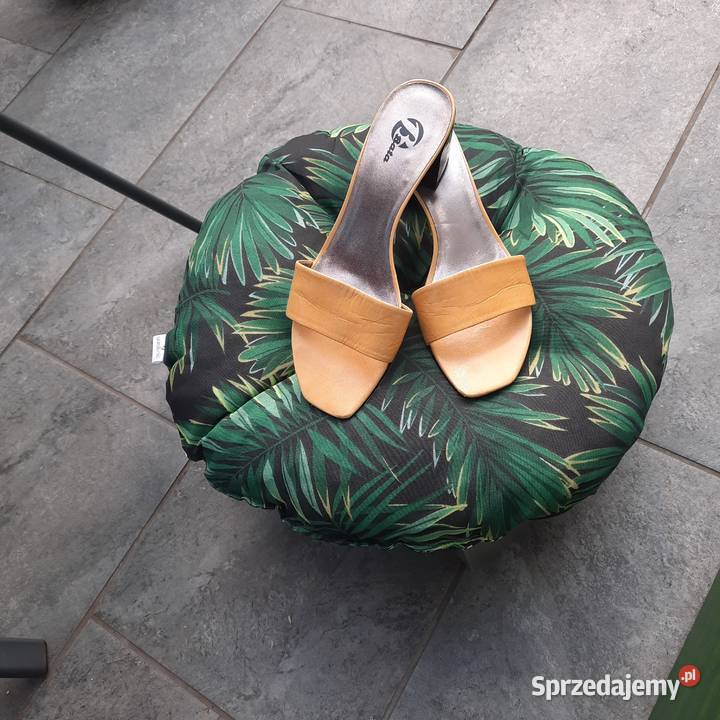 Żółte klapki ze skóry naturalnej Wrocław