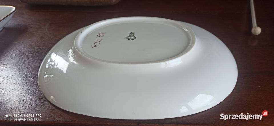 Patera porcelanowa tacka dekor ręczny liście Gdańsk