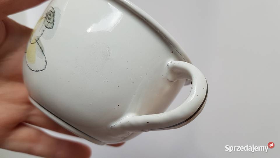 Emaliowany zestaw dzbanek filiżanka Olkusz PRL sprzedam