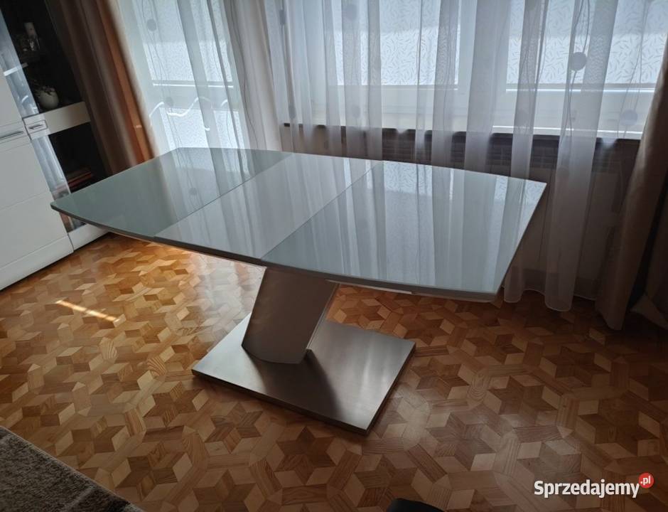 Stół rozkładany ze szklanym blatem stan 120cm