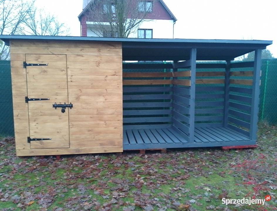 Drewutnia na drewno z pomieszczeniem