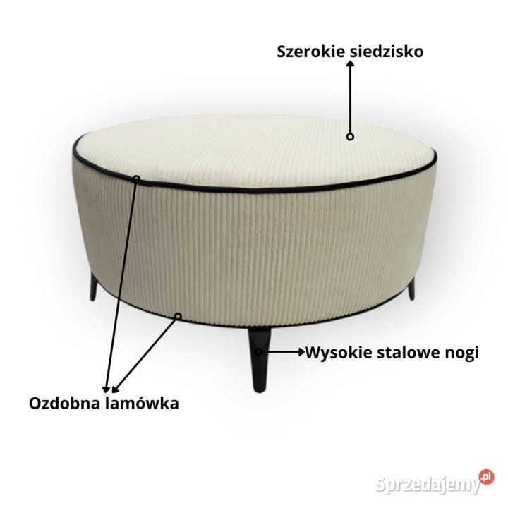 Pufa PEDRO 90 wysoka jakość okrągła Sztruks Poso 90cm Wrocław