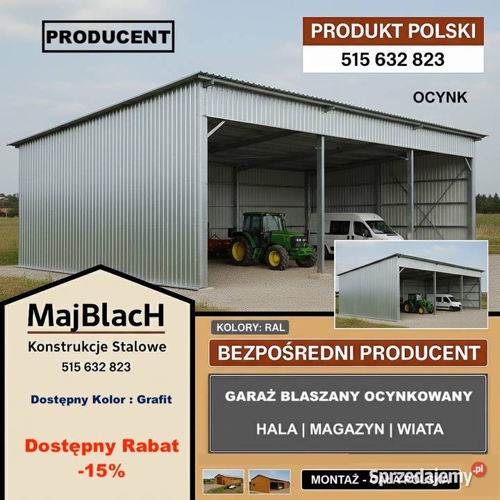 OCYNKOWANA WIATA Garaż Blaszany Zadaszenie Hala sprzedam