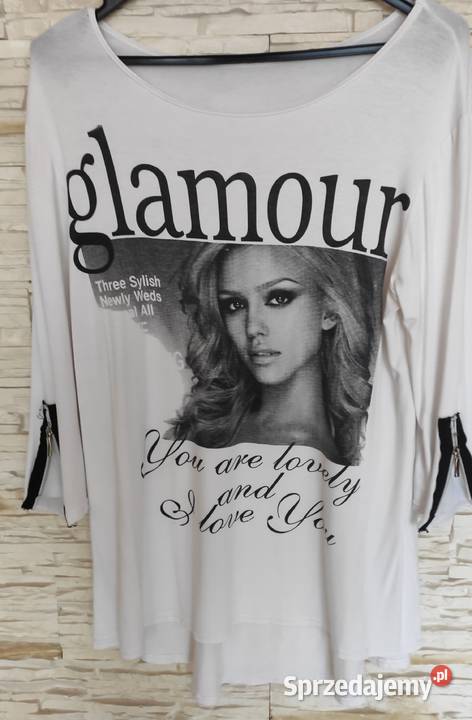 Glamour bluzka biała z nadrukiem Gdańsk
