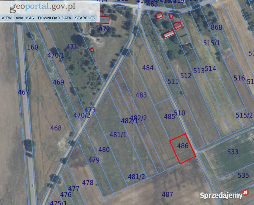 Sprzedam działkę rolną 1100m2 o regularnym lubelskie Kanie