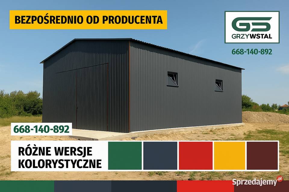 HALA WIATA MAGAZYN GARAŻ BLASZANY Konstrukcja Sprzedaż Kępno