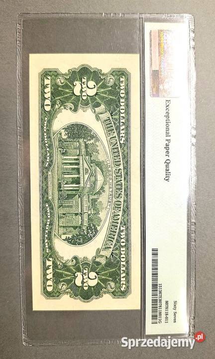 USA 2 Dolary 1963 r NOTA PMG 67 EPQ warmińsko-mazurskie Węgorzewo