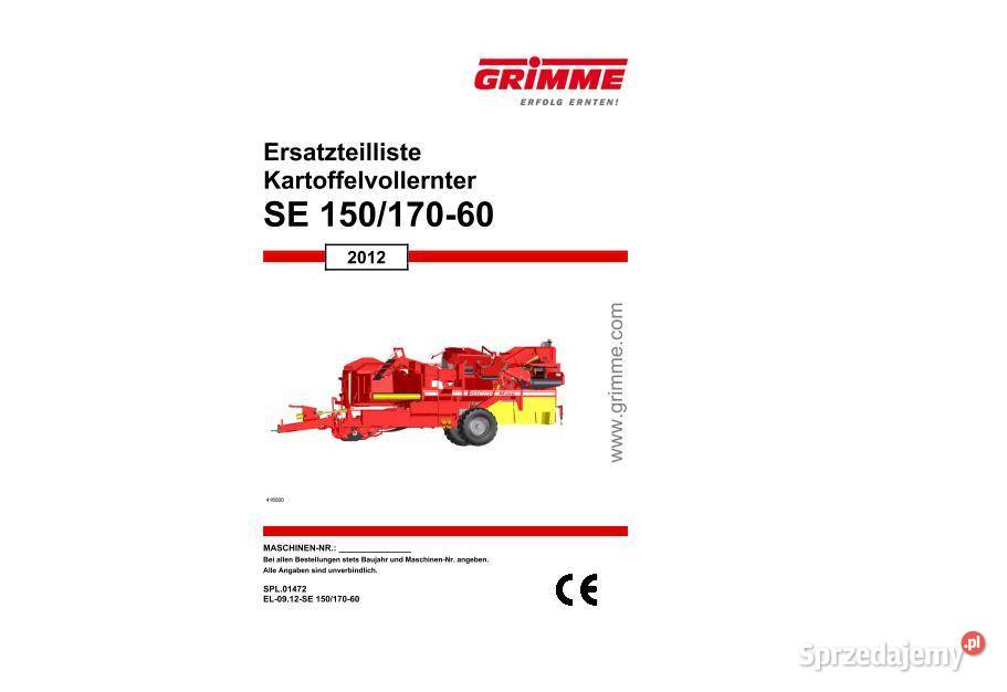 GRIMME SE 150 17060 katalog części kombajn świętokrzyskie Kielce