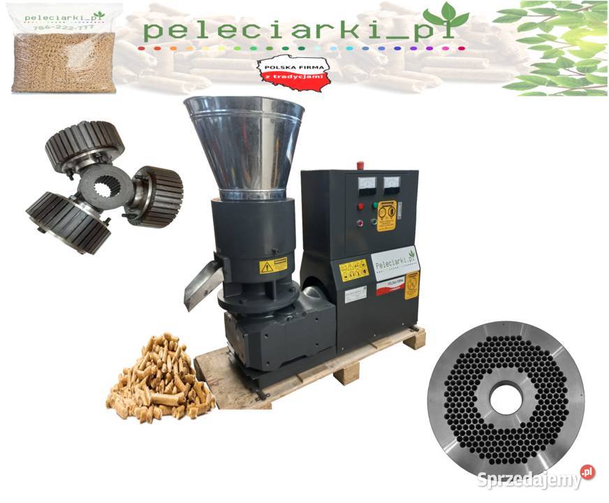 Pelleciarka 15 kW ruchome rolki uniwersalna