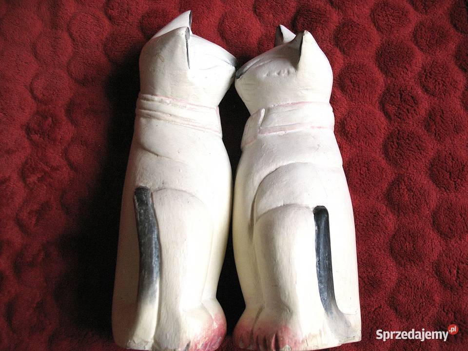 Kot dwa koty z kokardką stare drewno 23 x 9 x 7 Figurki i rzeźby