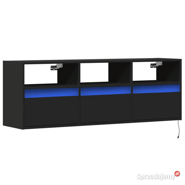Ścienna szafka TV z LED czarna 130x31x45 mazowieckie Warszawa sprzedam