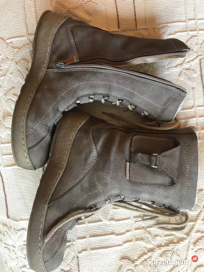 Wysokie buty zimowe r 37nat zamsz nat futerko w skóra Zbąszynek sprzedam