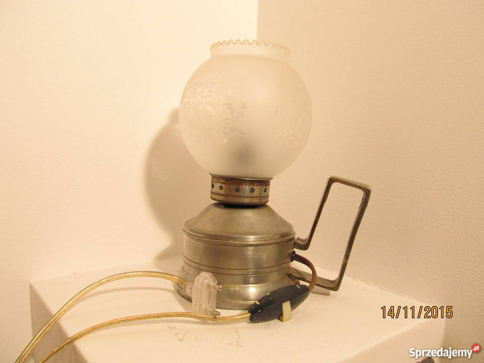 Lampa naftowa cynowa sygnowana elektryczna Kraków sprzedam