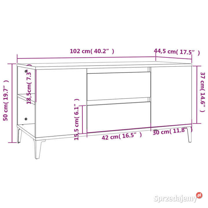 Szafka pod TV dąb sonoma 102x445x50 WM819607