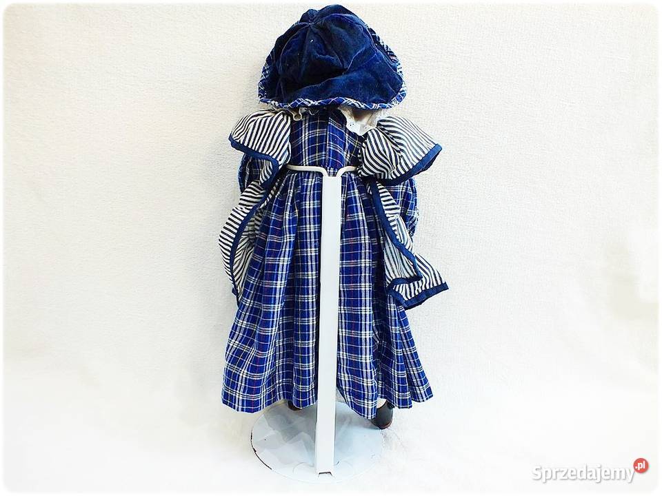 Porcelanowa stara Lalka na stojaku wys55 Żary