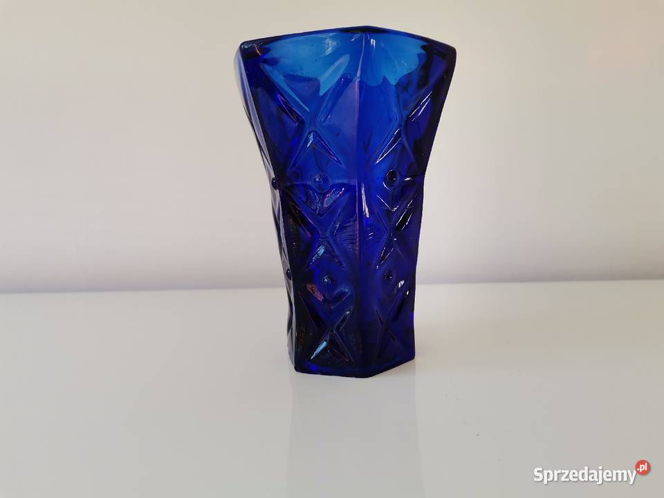 Stary niebieski wazon szkło kobaltowe HSG Katowice sprzedam