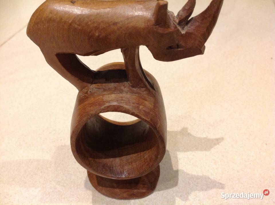 Rzeźba Drewniana Obrączka Serwetnik Nosorożec Nowa Sól