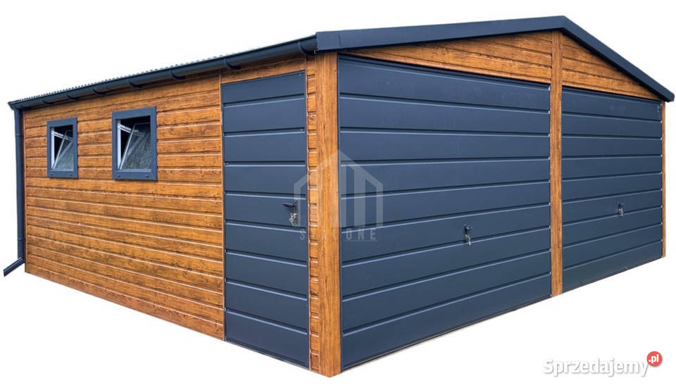 Garaż blaszany 6x5m 2x brama uchylna 2x okno Piła