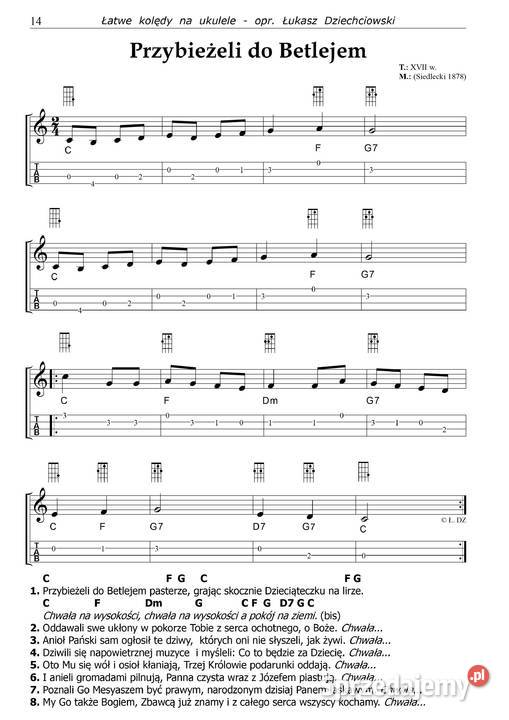 Kolędy na ukulele nuty tabulatura akordy słowa Gitary i akcesoria Wrocław
