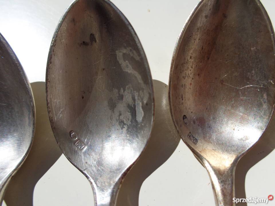 Komplet 6 łyżeczek srebrnych z widoczną próbą inny kolor Warszawa