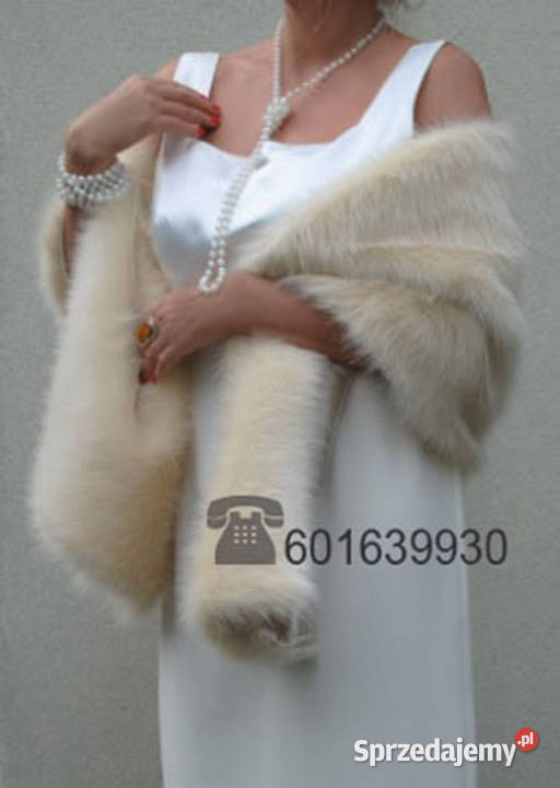 SZYKOWNY SZAL FUTRZANY bolerko narzutka do ślubu Tarnów