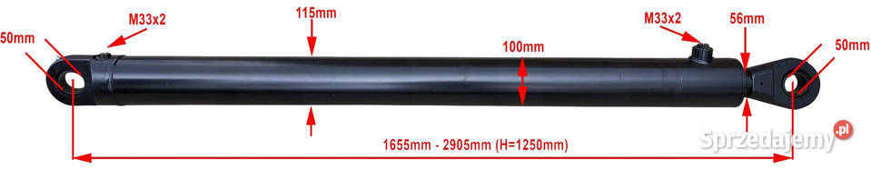 SIŁOWNIK Hydrauliczny Cylinder 100x56x1250 L1655 Solec Kujawski