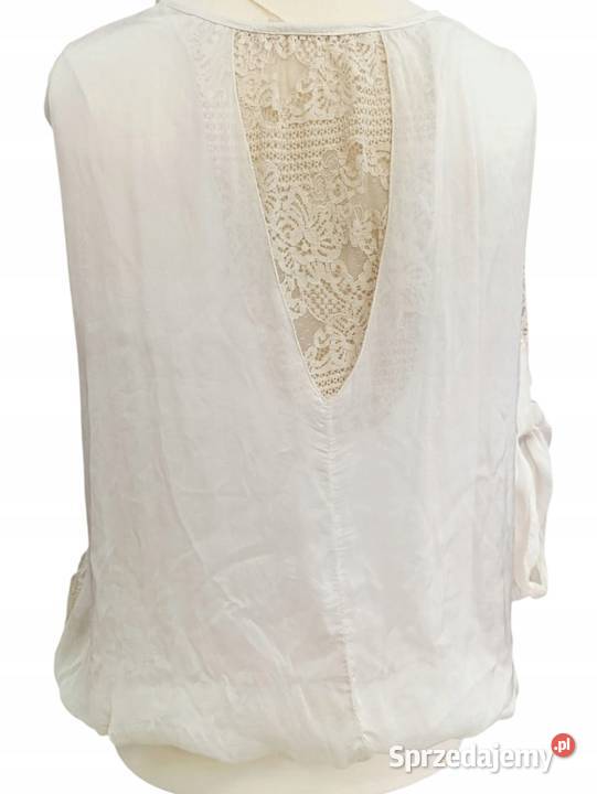 Bluzka damska lekka etamina z koronką biust 140 brązowy/beżowy Pątnów