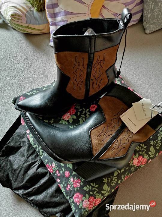 RESERVED Premium SkÓRZANE buty kowbojki NA Moda i Styl wielkopolskie Leszno