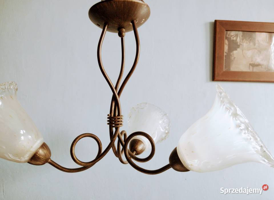 Klasyczny żyrandol szkło i metal Warszawa