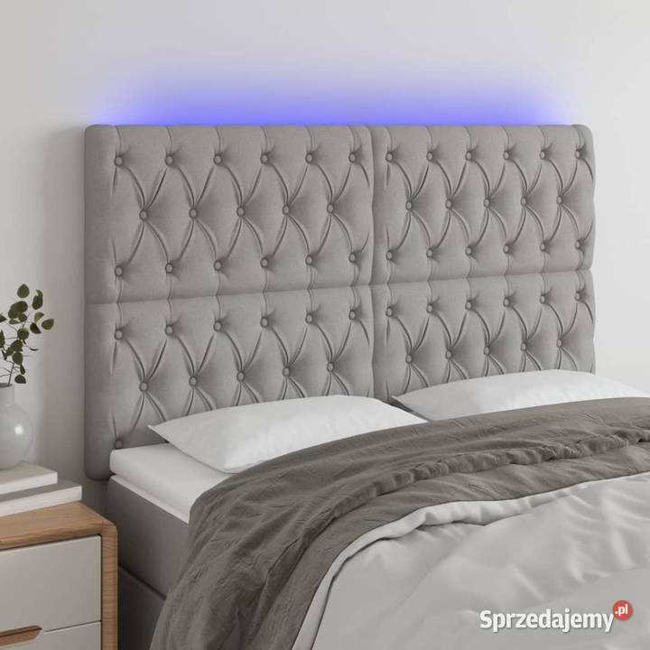 Zagłówek do łóżka z LED jasnoszary 144x7x118128 Warszawa