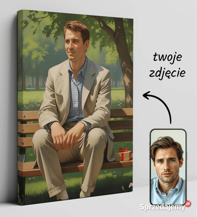 Obraz Portret na płótnie karykatura forest gump Warszawa sprzedam