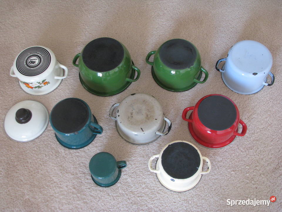 Emaliowane garnki pokrywki patelnie miski Brzegi sprzedam