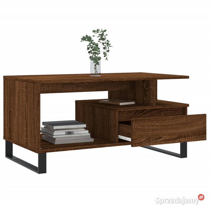 Stolik kawowy brązowy dąb 90x49x45 materiał Warszawa