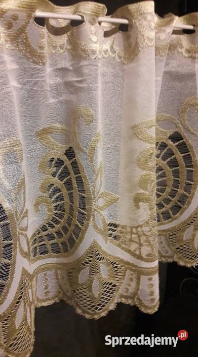 Biała złota żakardowa zazdrostka 50 firanka Radom