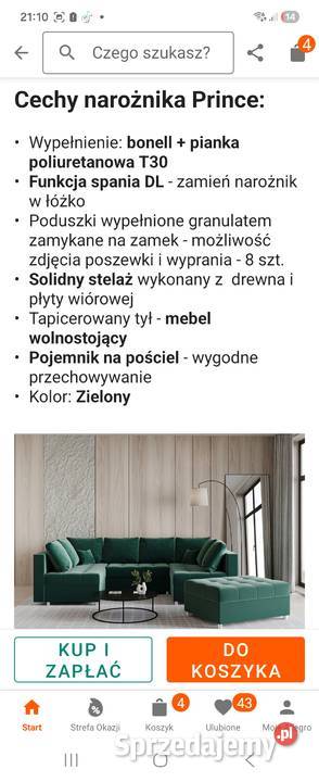 Narożnik z funkcją spania i pufą