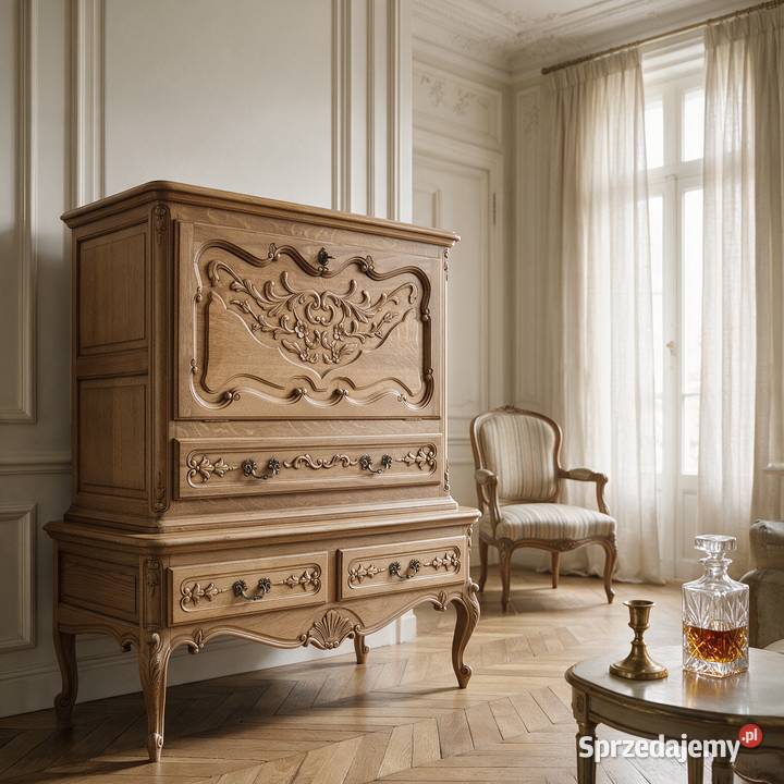 Barek DĘBOWY gabinetowy sekretarzyk stylowy 126cm wielkopolskie Kalisz