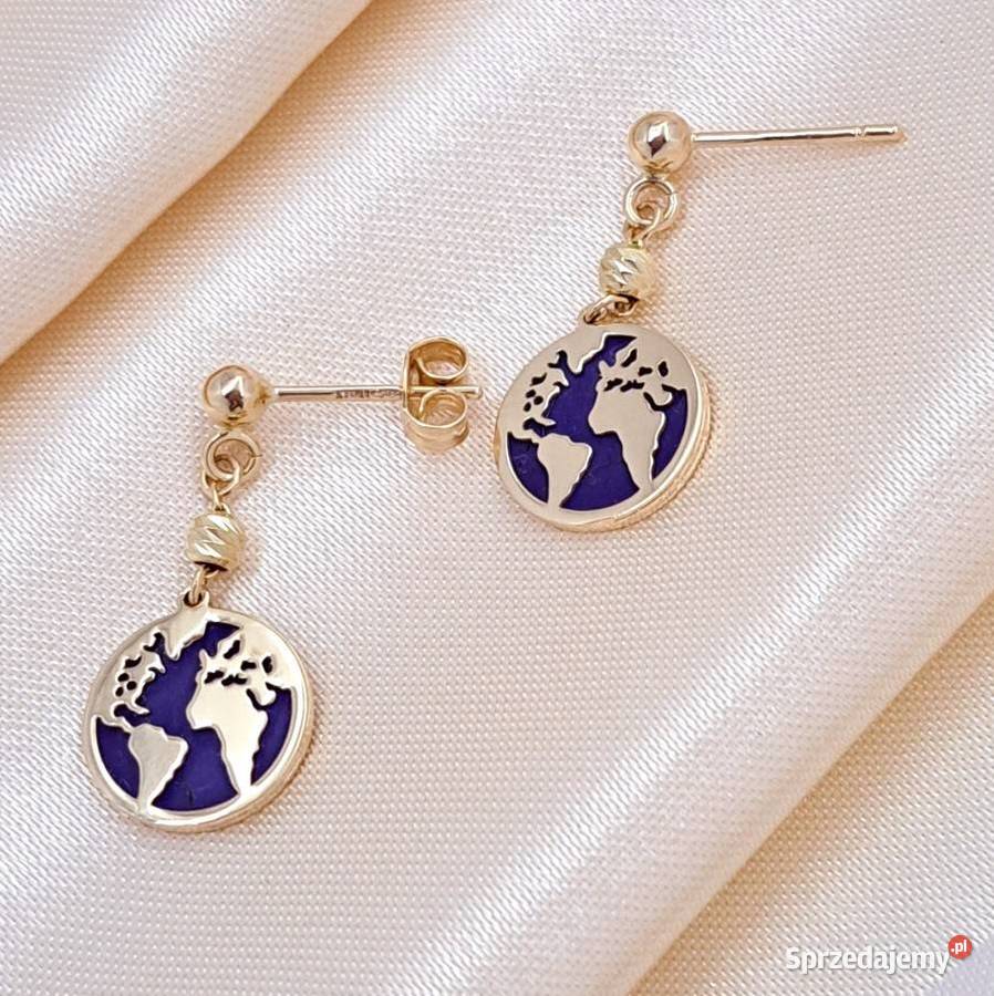 Kolczyki Złote pr585 Kontynenty na Lapisie Z591 Poznań sprzedam