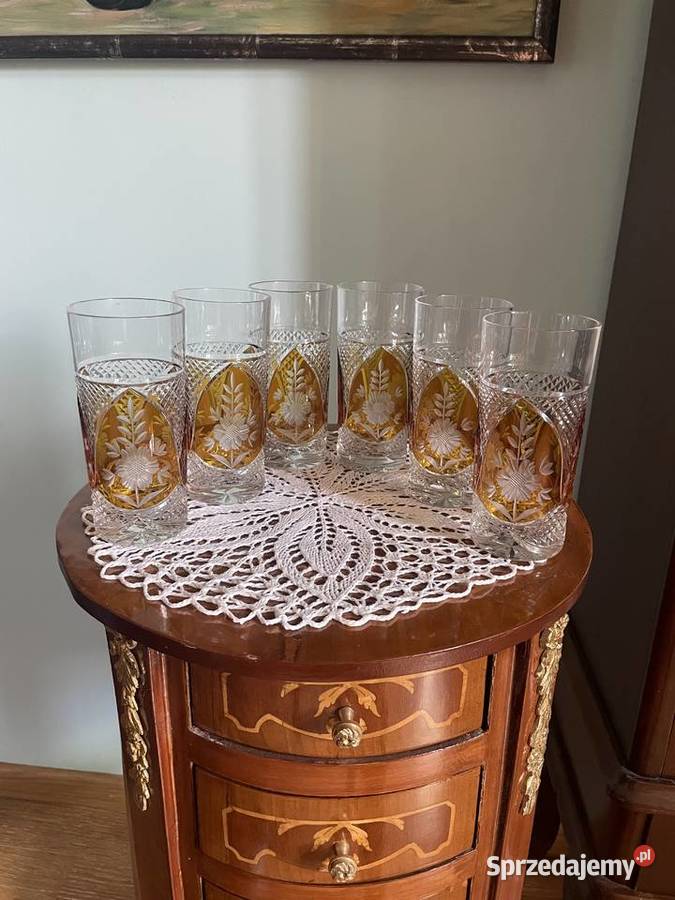 Szklanki z krysztalu palone i grawerowane na 3