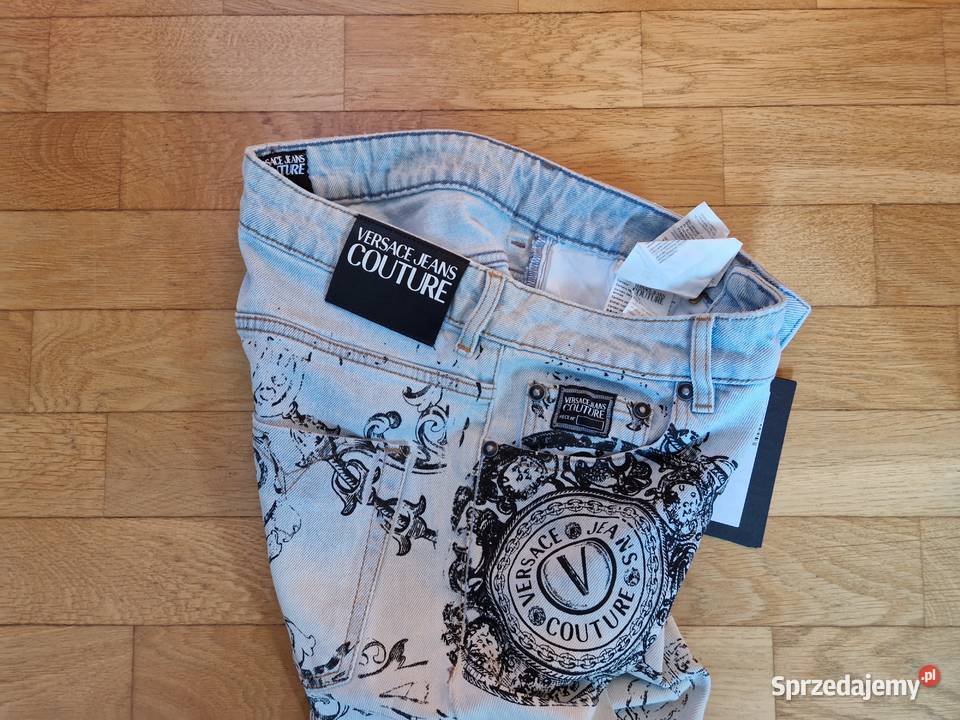 Nowe spodnie oryginalne dżinsy damskie Versace Spodnie Bibice