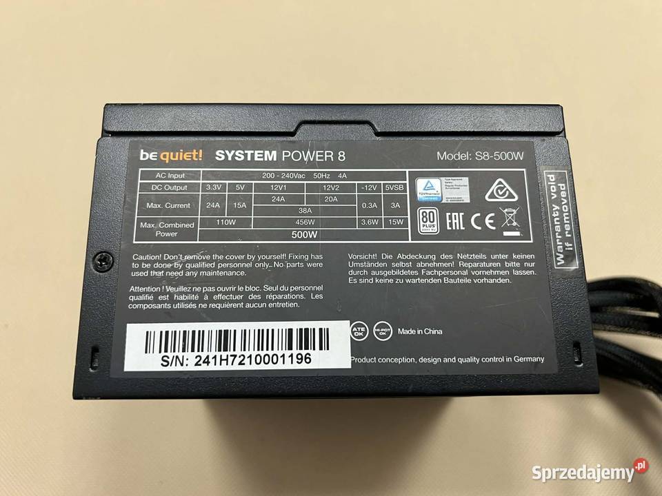 Be Quiet System power 8 500W S8500W BeQuiet Gliwice