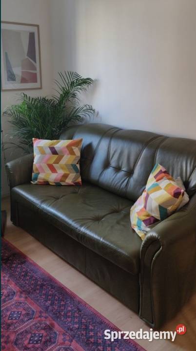 Sofa skórzana rozkładana zielona Sofy i kanapy Gdańsk sprzedam